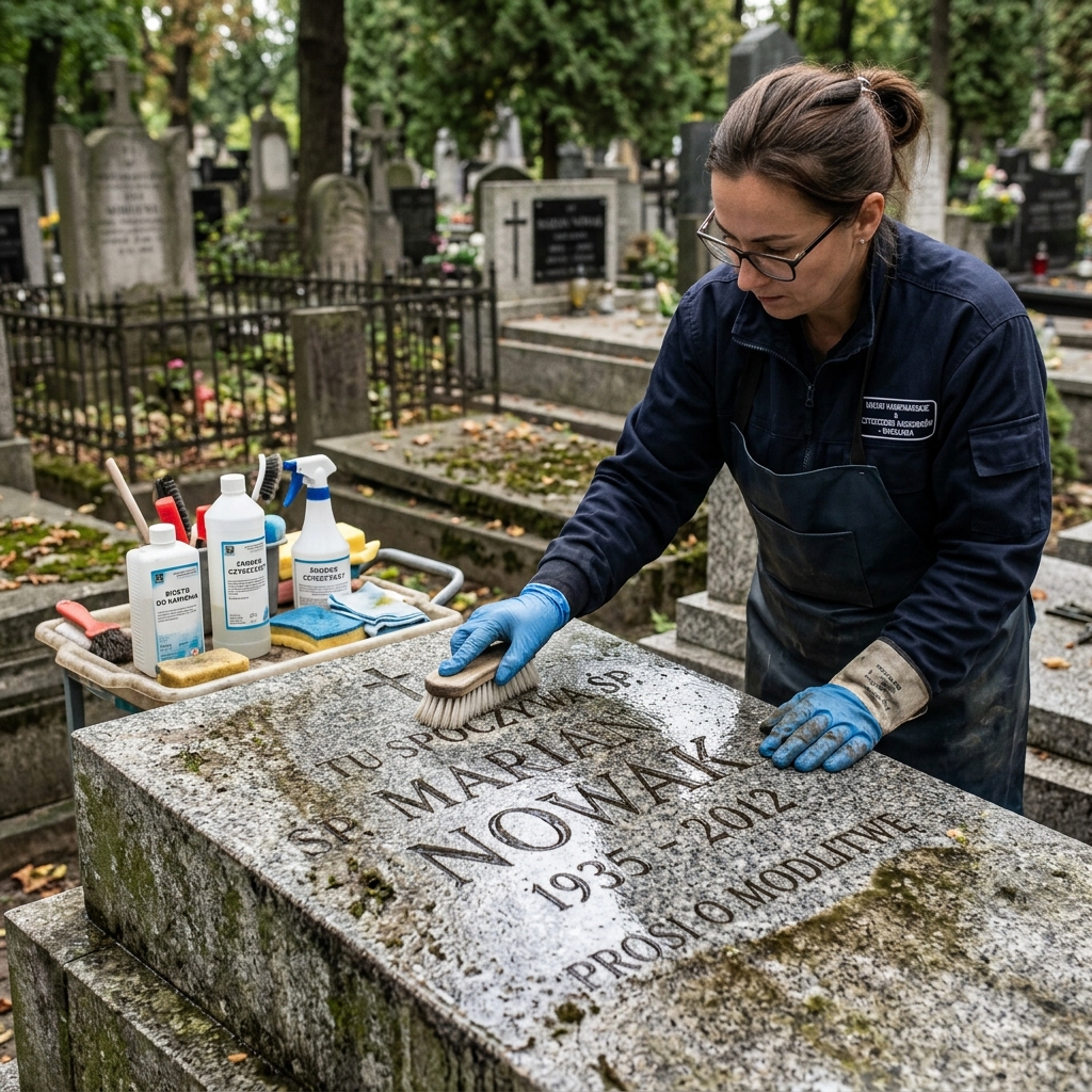 Czyszczenie nagrobka profesjonalnym sprzętem w Lublinie